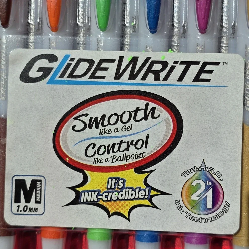 Pentel GlideWrite Ballpoint Pen 1.0mm 14/Pkg-Assorted Colors Super-Low Viscosity